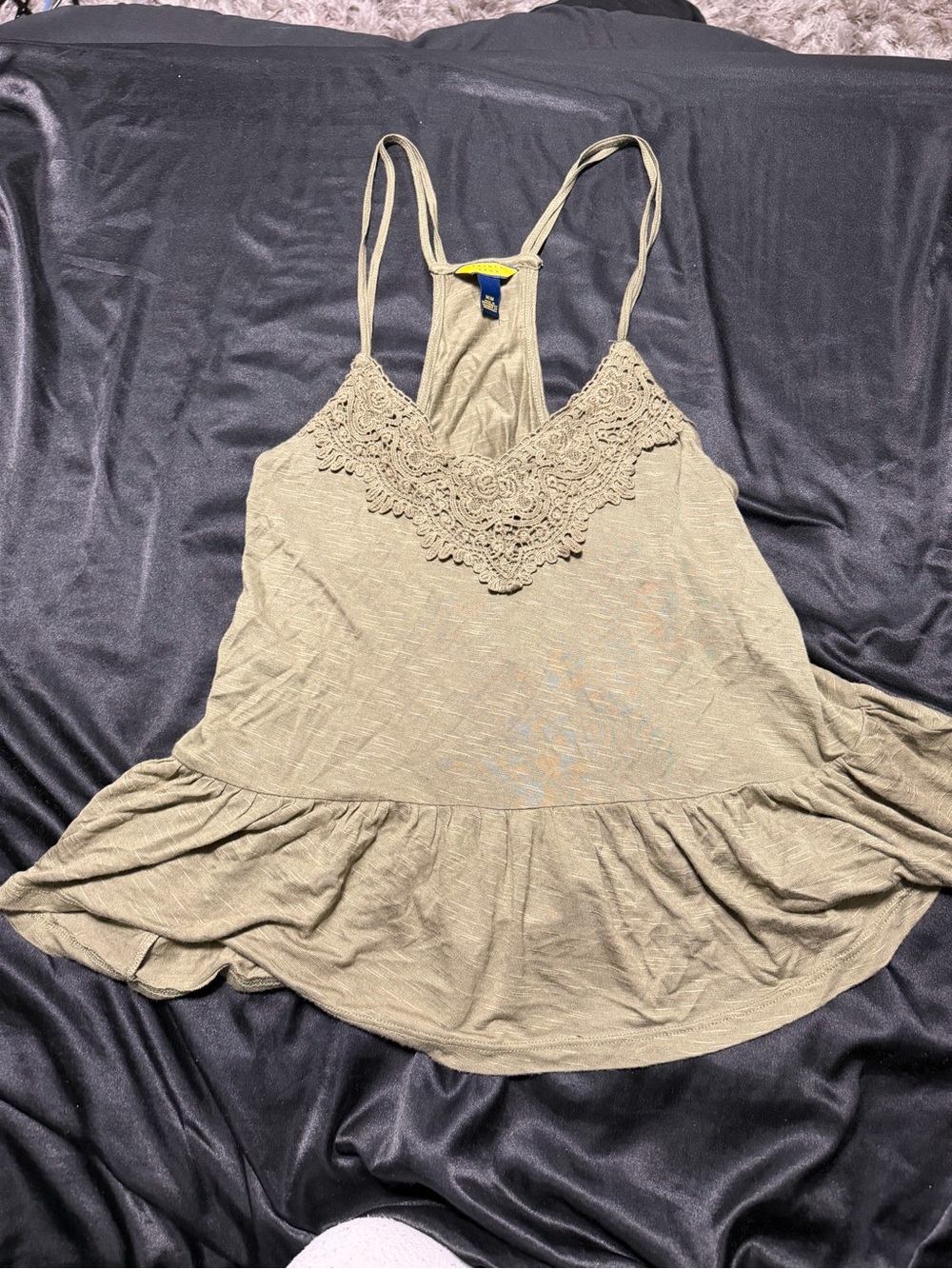 Prince & Fox Olive Green Lace-Trim Racerback Camisole